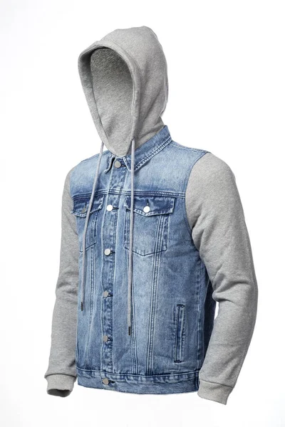 Sweat Capuche Denim Pour Homme Avec Capuche Mannequin Fantomatique Isolé — Photo