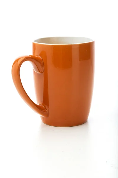 Taza Cerámica Naranja Para Bebidas Calientes Aisladas Sobre Fondo Blanco — Foto de Stock