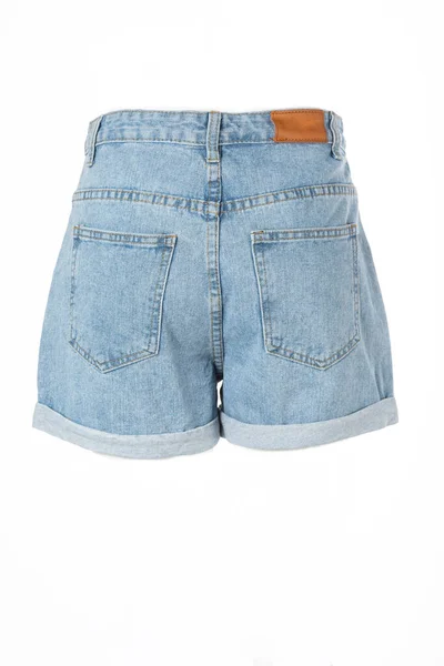 Denim Shorts Isolerad Vit Bakgrund Blå Jeans — Stockfoto