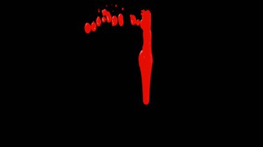 Siyah arka plan üzerinde aşağı damlayan kan