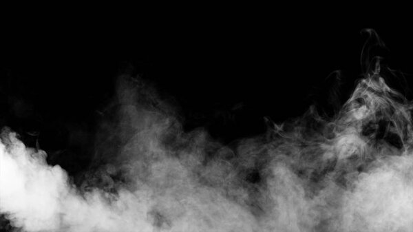 White water vapour on a black background