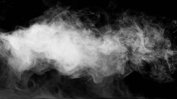 Coleção de fumaça branca no fundo preto — Fotografia de Stock