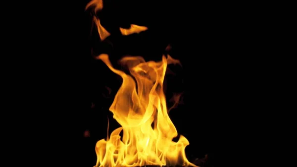 Fire flames on black background — Stock Photo, Image