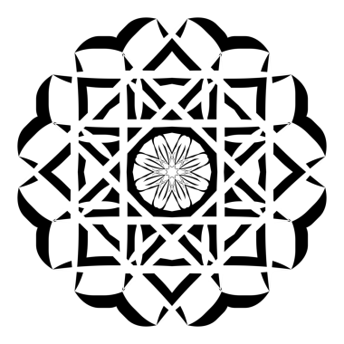 Mandala, ekran baskısı, fincan ekran baskısı ya da dövme için çiçek yaprağı şeklinde soyut siyah beyaz çizgi sanatı.