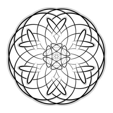 Mandala art abstract black and white minimal style for tattoo or screen printing on fabric, mugs and bowls.