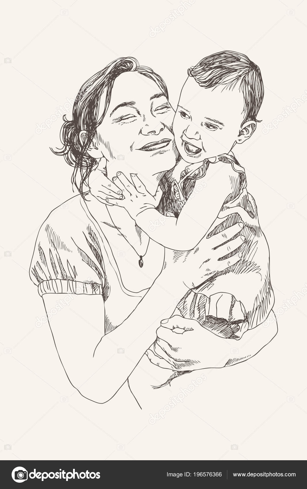 Vector Sketch of happy family Parent and Pregnancy