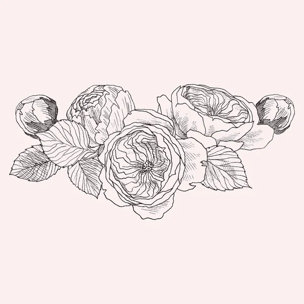 Blommande blomma. Hand dras botaniska blossom grenar på rosa bakgrund. Vektorillustration. Kan använda för gratulationskort, bröllopinbjudningar, mönster. — Stock vektor