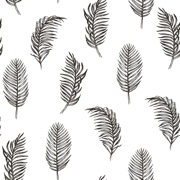 Plantas tropicales patrón de selva sin costura floral. Imprimir vector fondo de la moda verano fondo de pantalla hojas de palma en estilo gris blanco y negro — Archivo Imágenes Vectoriales