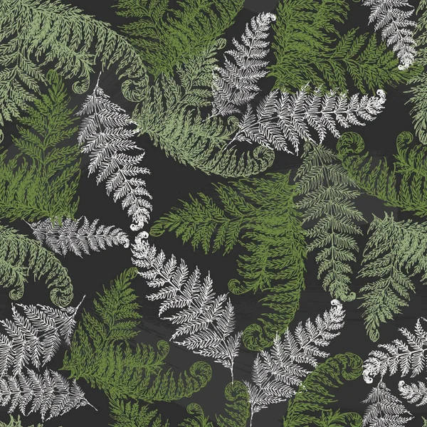 Hierbas de helecho, plantas de bosque tropical hojas de papel de envoltura vectorial sin costuras. Patrón herbal moderno. Follaje Bracken, hojas exóticas bosque hierba de helecho tropical hierba sin costura tela de fondo . — Archivo Imágenes Vectoriales