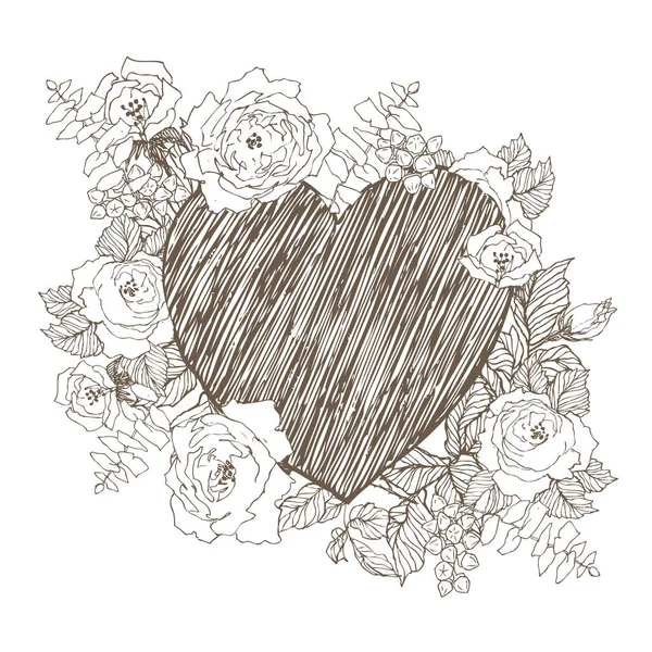 Bordure Florale Dessinée Main Avec Des Fleurs Délicates Des Branches — Image vectorielle