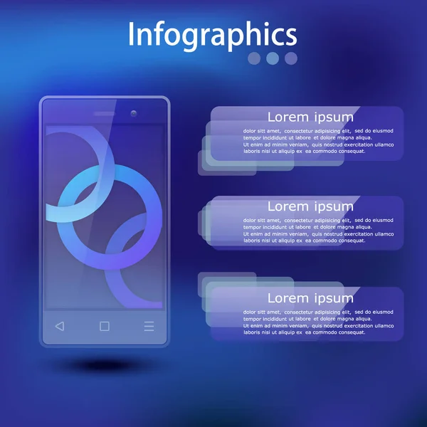 Infografías Con Smartphone Vector Concepto Negocio Con Tres Pasos Partes — Vector de stock