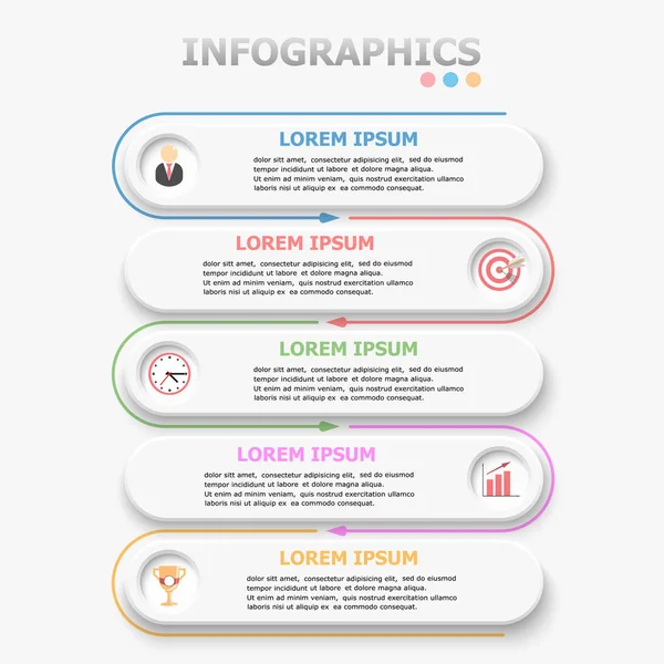 Ilustración Abstracta Vectorial Infografías Cinco Opciones — Vector de stock