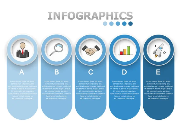 Ilustración Abstracta Vectorial Infografías Cinco Opciones — Vector de stock