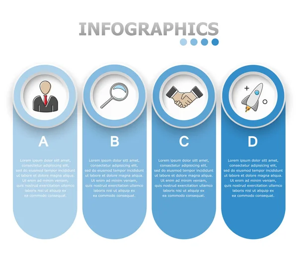 Ilustración Abstracta Vectorial Infografías Cuatro Opciones — Vector de stock