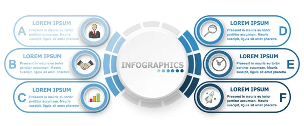 Infographics. Altı seçenek. Vektör soyut çizim.