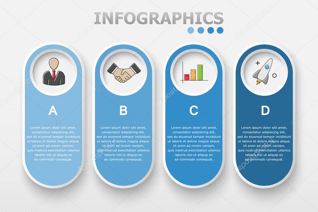 Vector abstract illustration. Infographics. Five options.