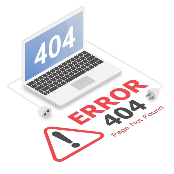 Seite Nicht Gefunden Fehler 404 Isometrische Vektorabbildung — Stockvektor