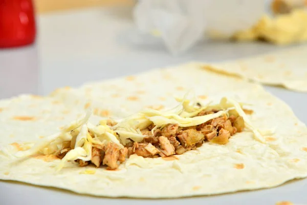 Cooking Turkish Shawarma Home — Stock Photo, Image