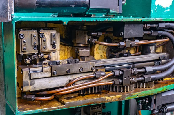 Máquina Desmontada Para Reparaciones Mecanismos Componentes Primer Plano — Foto de Stock