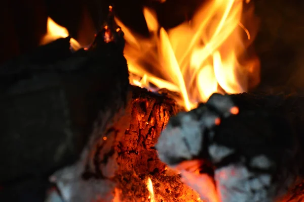 Fire Fireplace Tongues Flame Burning Log Fire — Stock Photo, Image