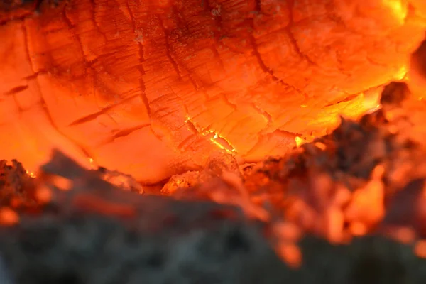 Hot Heat Oven Flames Burning Coals Firewood — Stock Photo, Image