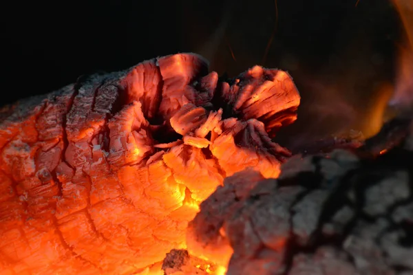 Calor Quente Forno Chamas Queima Carvão Lenha — Fotografia de Stock