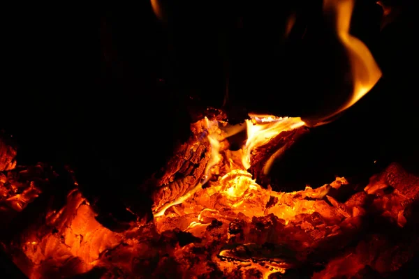 Fire Furnace Flames Burning Coals — Stock Photo, Image