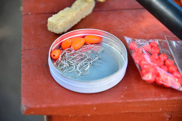 Vistuig Versnellingen Zijn Tafel Haken Drijvers Ladingen — Stockfoto