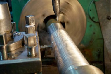 makine, mekanik bir kesici üzerinde mil iş parçacığı oluşturma