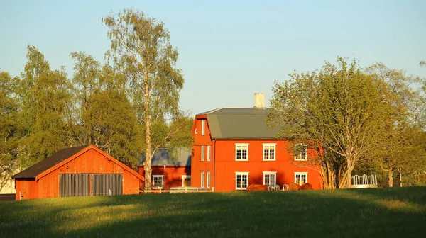 Casas Típicas Suecas Lungre Listadas Como Monumentos — Fotografia de Stock