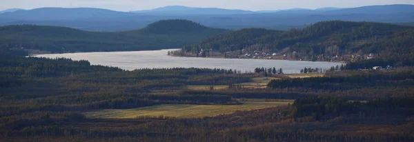 Vista Sobre Lago Jarvtrasket Norrbotten Suécia — Fotografia de Stock