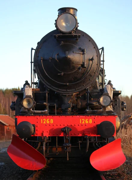 Vista Uma Locomotiva Histórica Kusfors Suécia — Fotografia de Stock