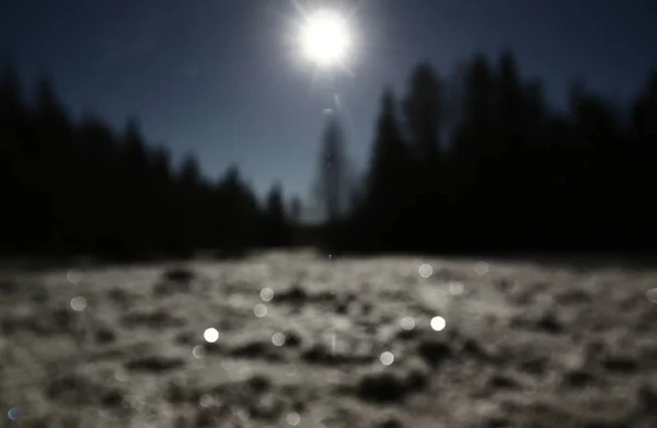 Blurred image of bright nordic winter night.