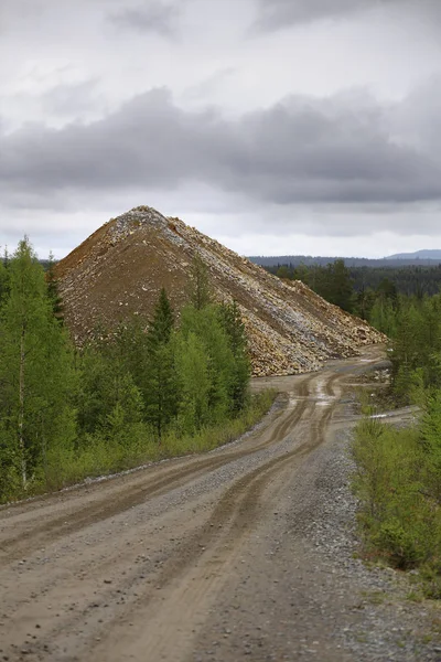 Rubble heap of gold and copper mine in Vasterbotten, Sweden