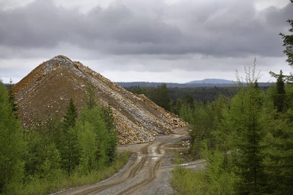 Rubble heap of gold and copper mine in Vasterbotten, Sweden