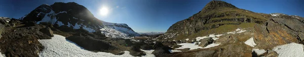 360 Grado Panorama del valle Karkevagge en el norte de Suecia — Foto de Stock