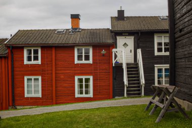 Row houses in the church village Kyrkstaden in Vilhelmina, Sweden