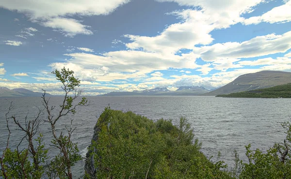 Vue Sur Lac Tornetrask Depuis Une Falaise Tornehamn — Photo