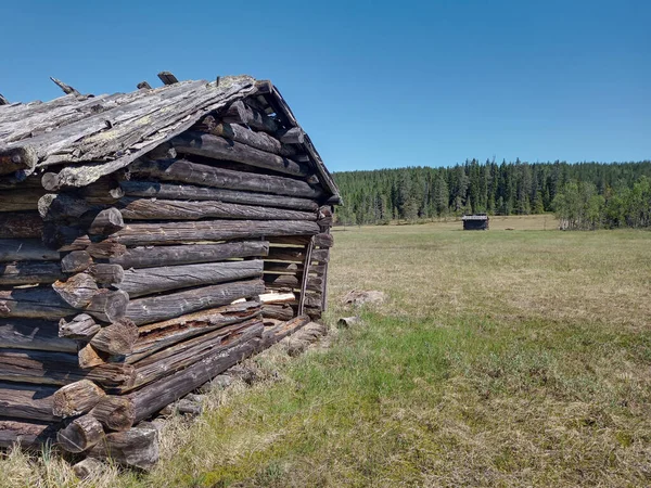 Cabanas Abertas Bergmyran Uma Parte Gallejaur Kulturreservat Norrbotten Suécia — Fotografia de Stock