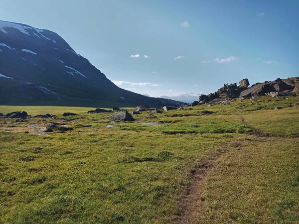 Hiking Trail Valley Kaerkevagge Norrbotten — Stock Photo, Image