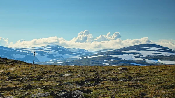Marked Trail Barren Plains Mount Nuolja Lapland — Stock Photo, Image