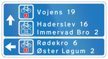 Danimarka yön tabelası - Bisiklet yolları.