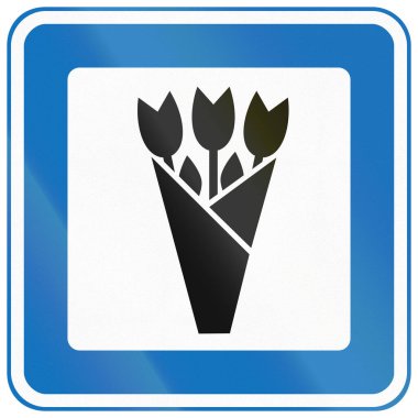 Bir çiçekçi için Danimarka servis yolu tabelası.