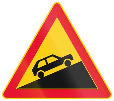 Warning road sign in Finland - Steep slope upwards.