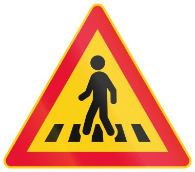 Warning road sign in Finland - Pedestrian crossing ahead.