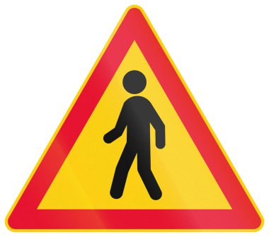 Warning road sign in Finland - Pedestrians.