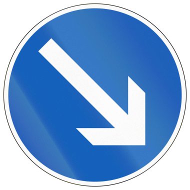 Regulatory road sign in Finland - Keep right.