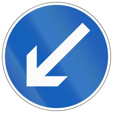 Regulatory road sign in Finland - Keep left.