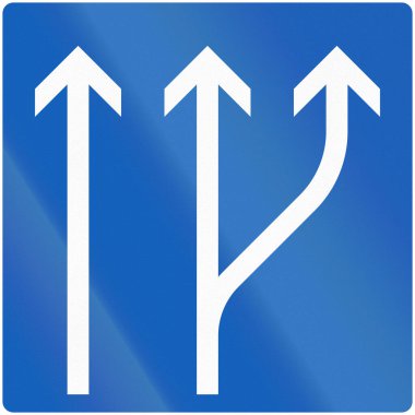 Road sign in Finland - Lane information with new lane on the right.