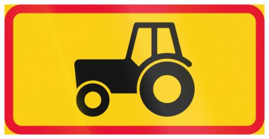 Additional road sign in Finland - The primary sign applies to tractors.